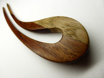 SOLD - Hand Crafted Oak & Mahogany Wood Hair Fork, Reclaimed Wood
