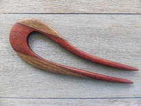 SOLD - Hand Crafted Black Walnut and Purpleheart Wood Hair Fork