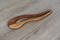 SOLD - Contoured White Oak & Sapele Wood Hair Fork