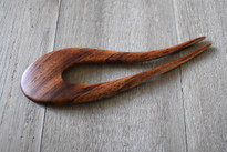 SOLD - Contoured Sapele Wood Hair Fork
