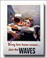 Bring Him Home Sooner Navy Waves Canvas Print WWII 2D