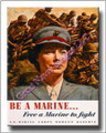 Women Free Marine to Fight Vintage WWII Canvas Print 2D