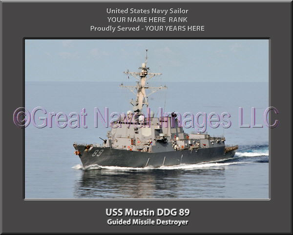 USS Mustin DDG 89 Personalized Ship Canvas Print