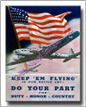 US Military Keep Em Flying WWII  Canvas Print 2D
