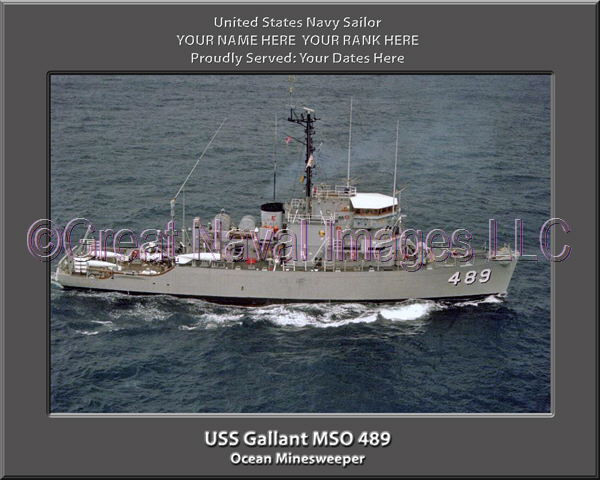 USS Gallant MSO 489 Personalized Canvas Ship Photo Print Navy Veteran Gift