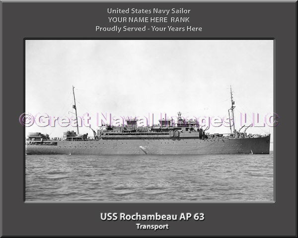 USS Rochambeau AP 63 Personal Ship Canvas Print Photo US Navy Veteran Gift