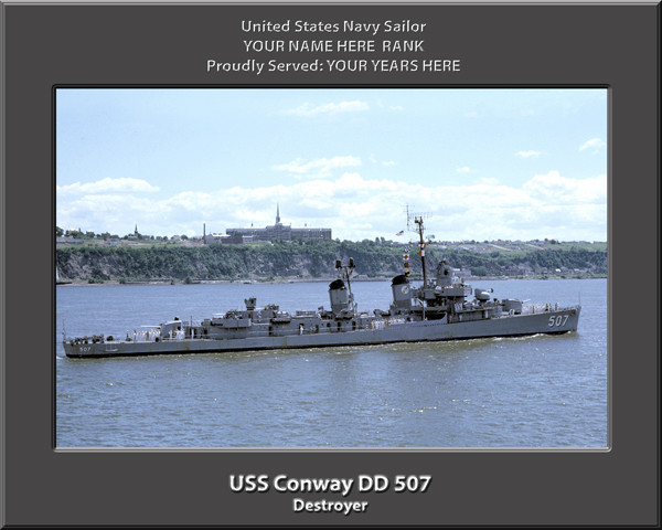 USS Conway DD 507 Personalized Ship Canvas Print