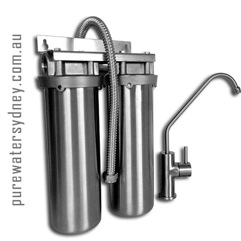 Stainless steel twin undersink water purifier