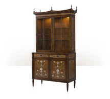 A laurel burl and mother of pearl inlaid library bookcase