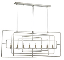 Metro Rectangular Chandelier By Currey & Company, Contemporary Silver Leaf finish