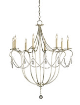 Crystal Lights Chandelier, Large By Currey & Company, Silver Leaf