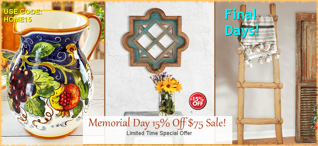 Italian Pottery Memorial Day SALE | Largest Selection | FREE Shipping, No Sales Tax | BellaSoleil.com Tuscan Decor Since 1996
