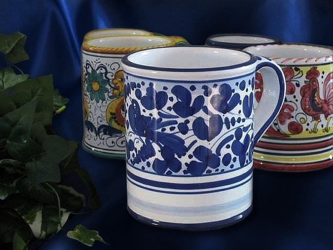 Italian Ceramics Espresso Cup & Saucer - Arabesco Blue