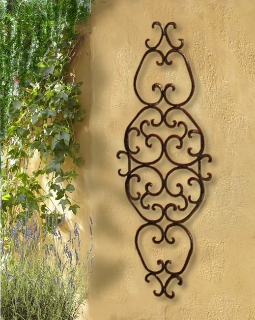 Large Decorative Vintage Tuscan Scrolling Metal Wall Grille Art Plaque Decor NEW