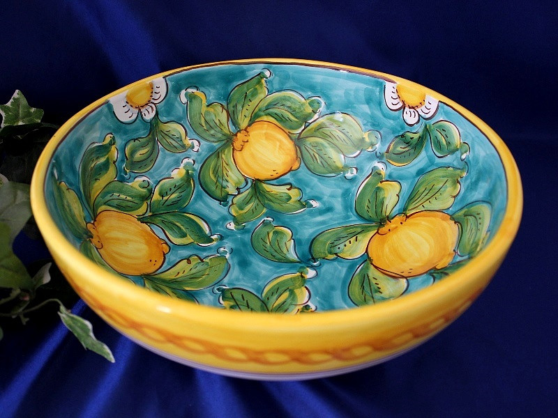 Sicilian Lemon Blossom Azure Serving Bowl 12 14 Bellasoleil Com