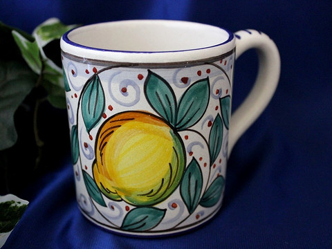 Deruta Lemon Coffee Cup, Deruta Coffee Cup, Deruta Coffee Mug