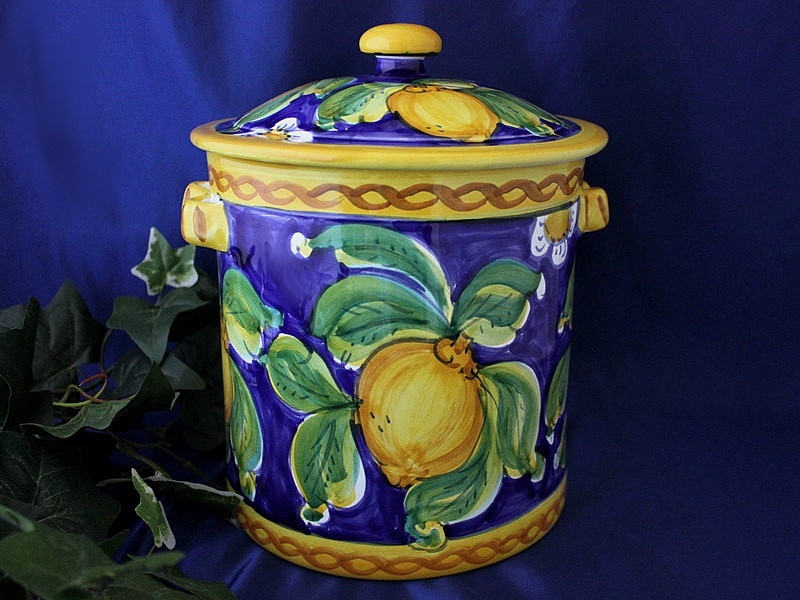 Sicilian Lemon Blossom Canister and Biscotti Jar - BellaSoleil.com