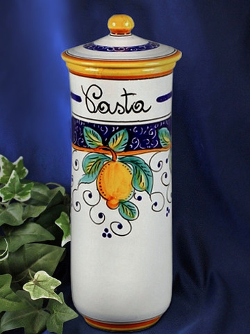 Deruta Spaghetti Canister, Deruta Lemon Spaghetti Canister