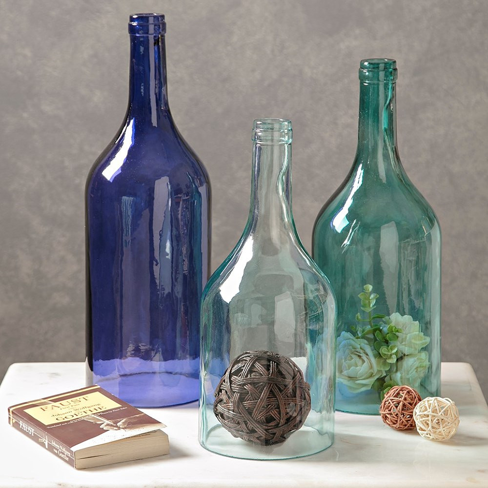 Bellasoleil Com Cloche Blue Glass Bottle Vases