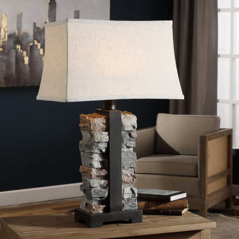 Stacked Stone Concrete Table Lamp