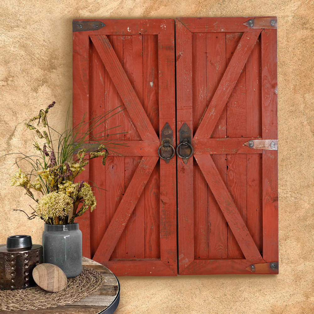 Barn Door Wall Decor Red
