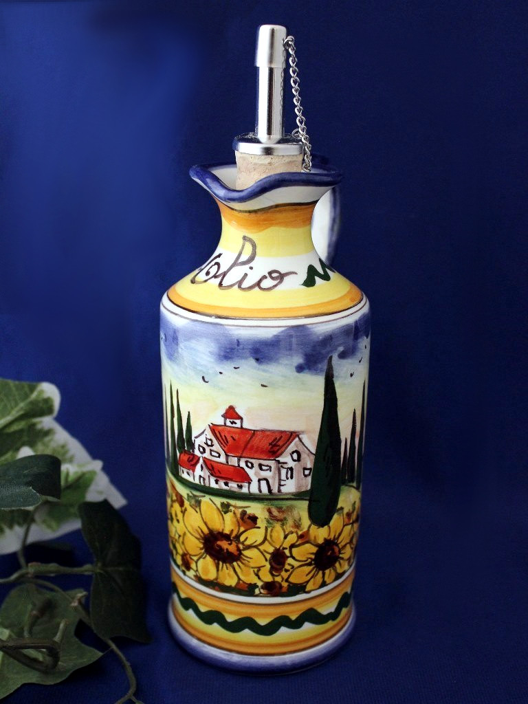 Tuscan Landscape & Sunflowers Olive Oil Bottle