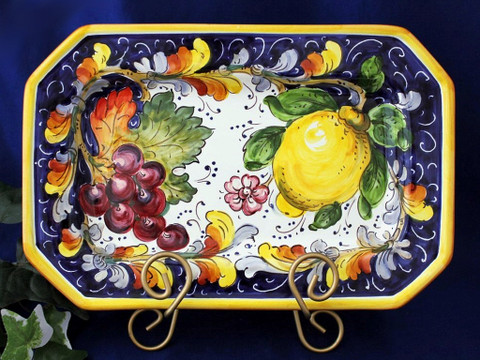 Tuscan Lemons Grapes Octagonal Serving Platter