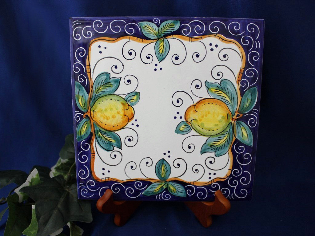Deruta Limoni Lemon Tile with Stand