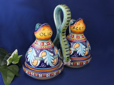 Deruta Geometrico Oil and Vinegar Set
