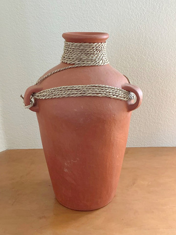 Terracotta & Rope Weathered Jug Vase