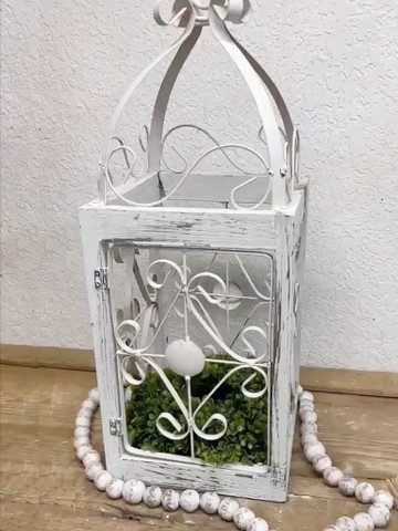 Farmhouse Lantern, Wood and Iron Lantern