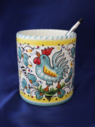 Orvieto Italian Ceramic Pen Cup Toothbrush Holder, Gallo Rooster Wine Goblet Cup