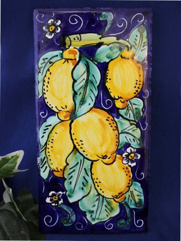 Italian Hand-painted Ceramic Lemon Address Number Tiles And Frames 10 X