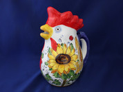 Italian Rooster Pitcher, Tuscan Sunflower Rooster Pitcher