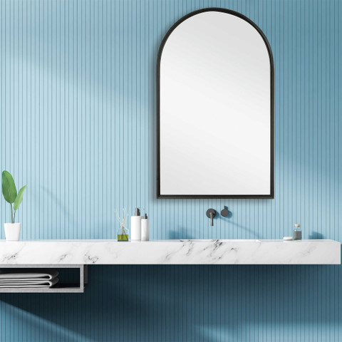 Arched Monterrey Metal Mirror Black