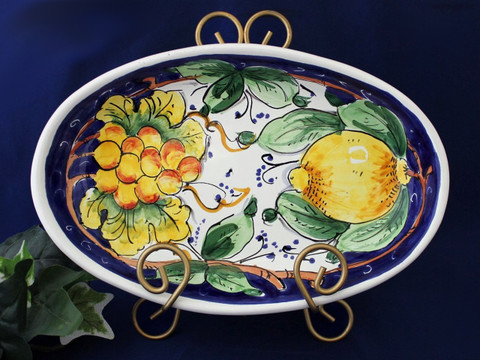 Tuscan Lemons Grapes Serving Dish