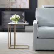 Belle White Marble Gold Accent Table