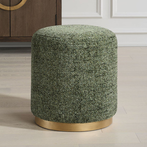 Lucia Green Chenille Ottoman
