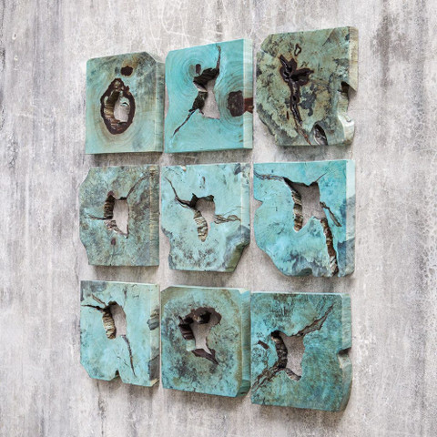 Naturali Wooden Wall Panels Turquoise