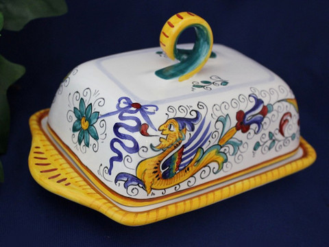 Deruta Italy Raffaellesco Butter Dish, Deruta Butter Dish