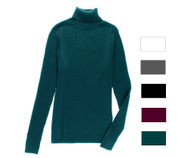 Leo & Nicole Women's Long Sleeve Ribbed 100% Cotton Turtleneck Sweater