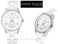 Anne Klein New York Womens 12/2199WTWB Crystal Accented Ceramic Link Watch