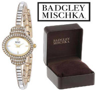 Badgley Mischka BA/1320WMGB Swarovski Crystal Accented Gold Tone Watch