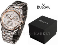 Bulova Womens Diamond Accented Two-Tone Anabar Chronograph Watch 98R149