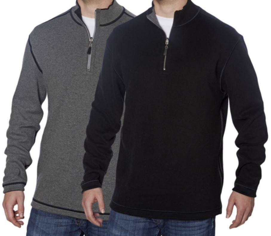 Men S Age Of Wisdom Reversible 1 4 Zip Mock Neck Sweater Melange
