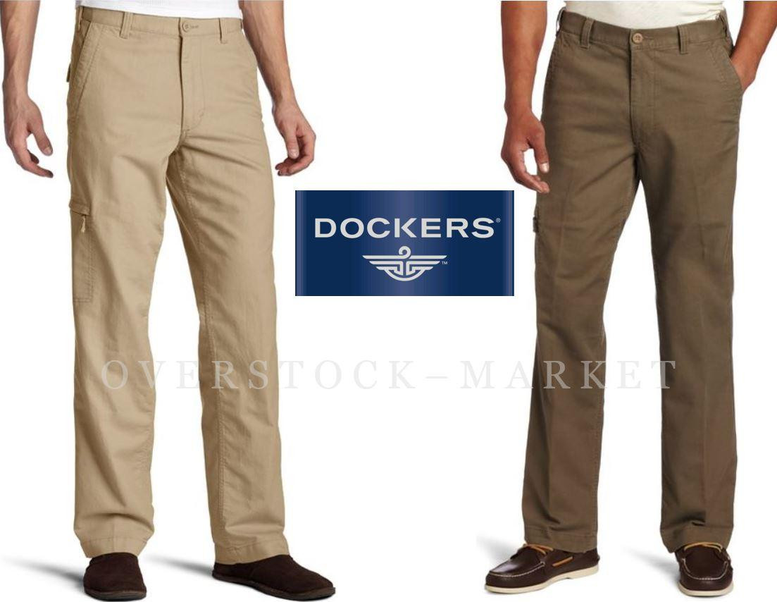 Mens Dockers Comfort Cargo Comfort Waist Classic Fit Flat Front