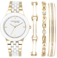 Anne Klein New York Women's Gold Tone Watch and Bracelet Set 12/2242GBST