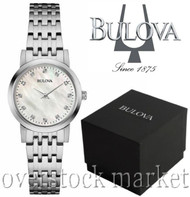Women's Bulova 12 Diamond Accented MOP Stainless Steel Bracelet Watch 96P175