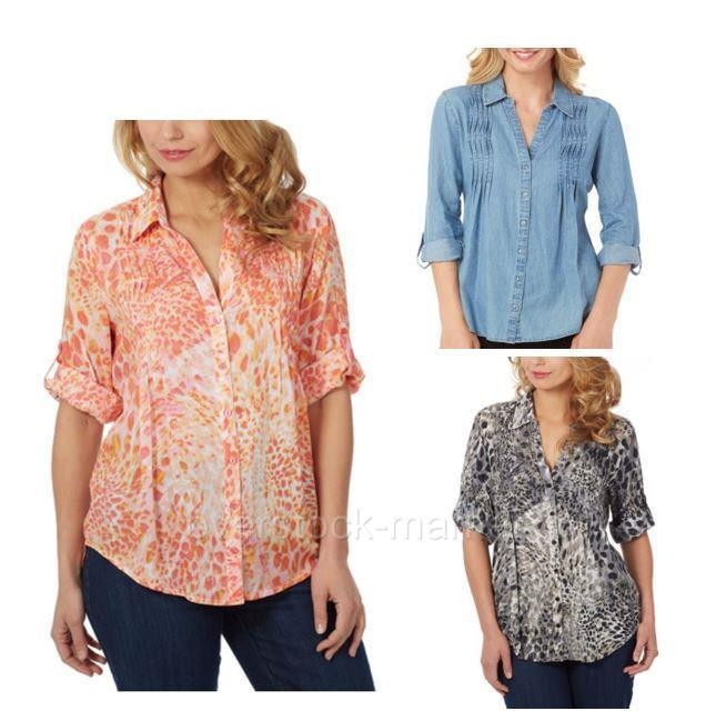 Womens Gloria Vanderbilt Giselle Pintuck Roll Tab Sleeve Blouse