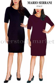 WOMENS MARIO SERRANI ITALY TEXTURED KNIT STRETCH DRESS! ELBOW SLEEVE!
